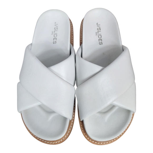 J/SLIDES White Roland Slide Sandal (9.5) - Picture 2 of 8